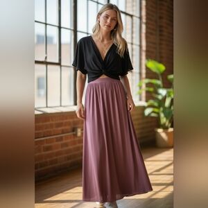 ZARA Crop Top + Flowy Maxi Skirt Set Boho Chic Outfit Pink XS/S Bundle